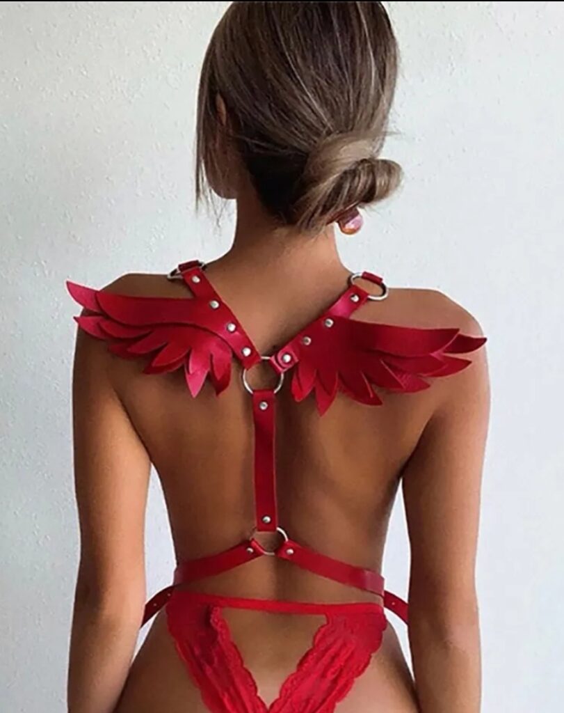 Alas de Angel con Arnés de Ecocuero Rojo