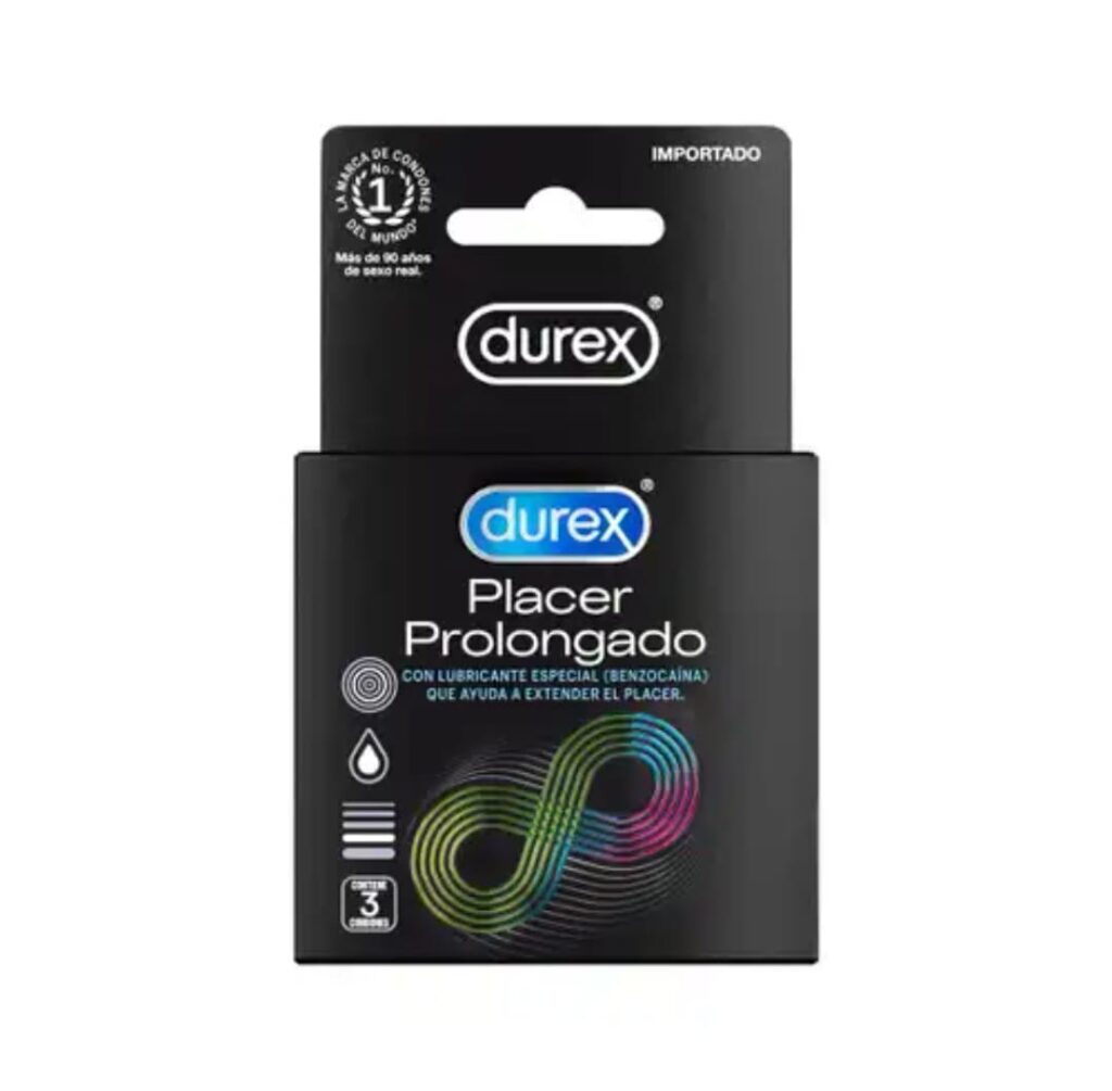 Preservativo Durex Placer Prolongado con Benzocaína 3 Unidades