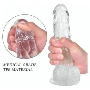 Dildo Transparente Jelly con Testículos 22cm