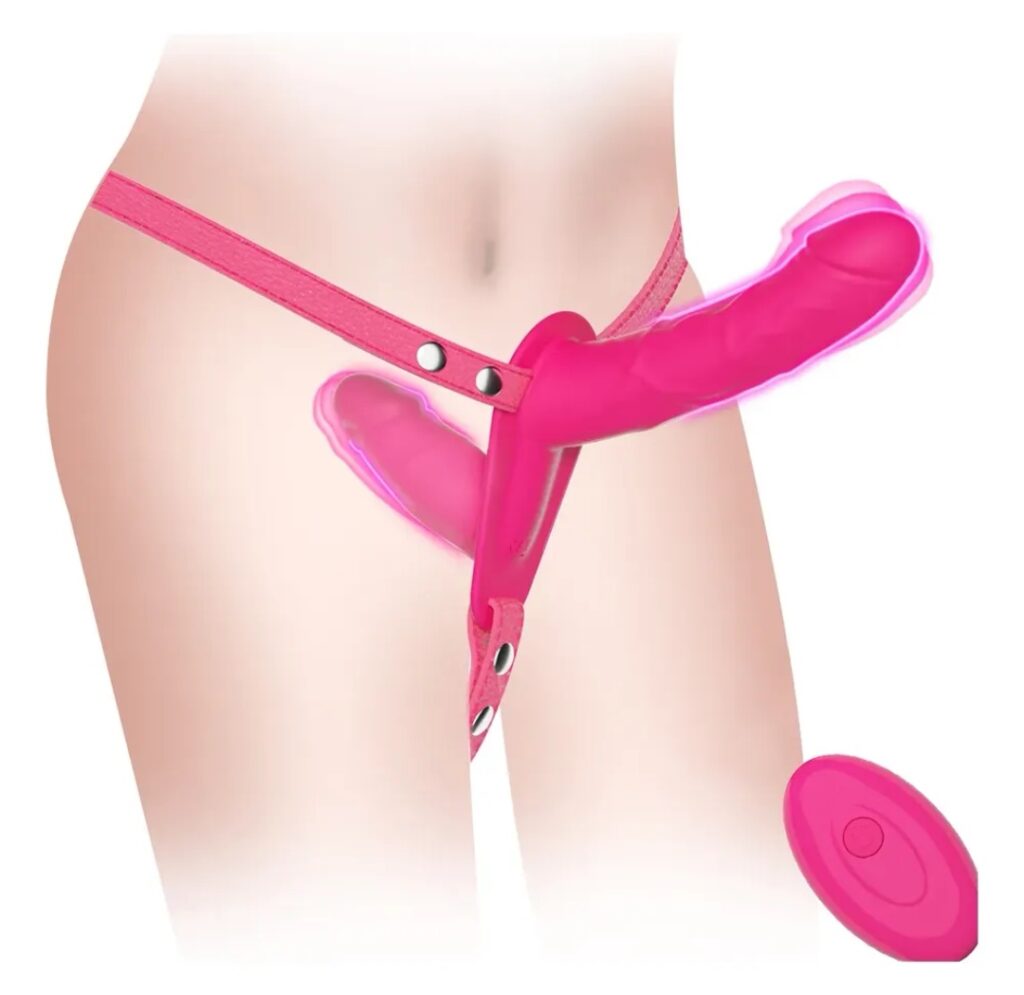 Arnés Pink Doble Vibrador con Control